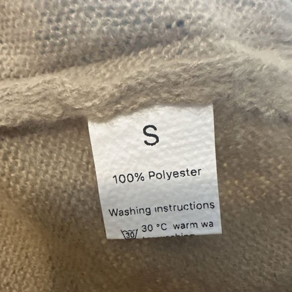 Womens Pullover Sweater Small Beige Red Stretch Crew Neck Print Bear Dolls Relax - Picture 16 of 16